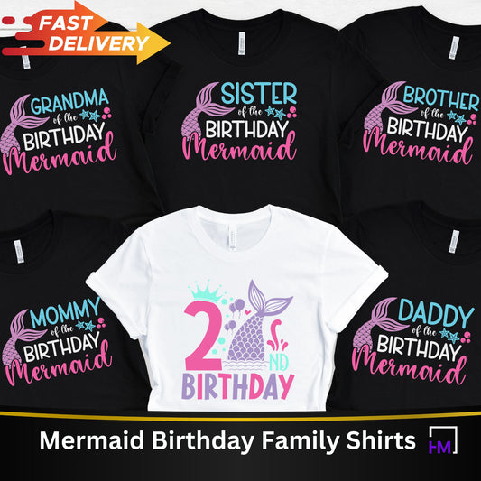 2nd Birthday Mermaid Family Party Shirt