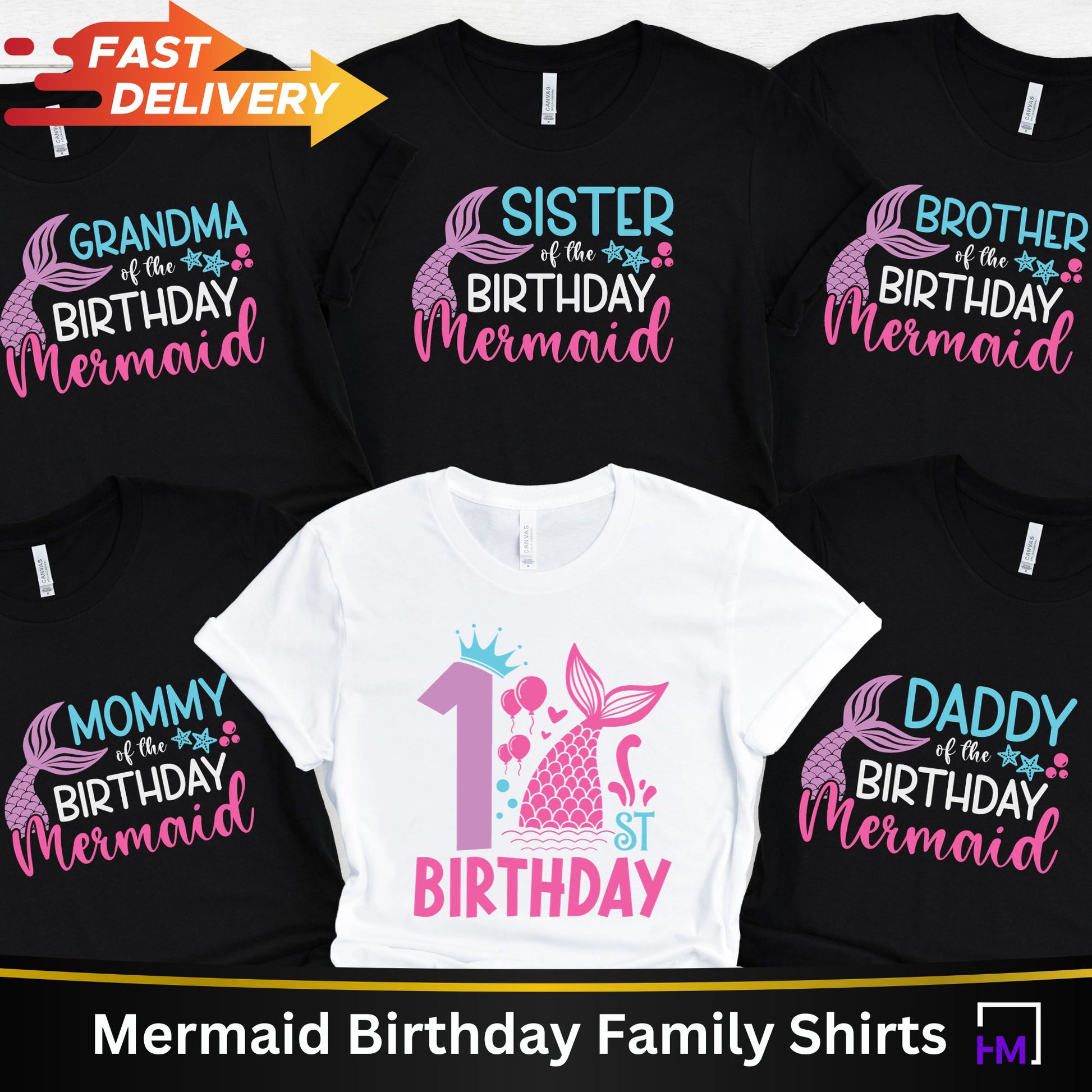 1st Birthday Mermaid Party Shirts