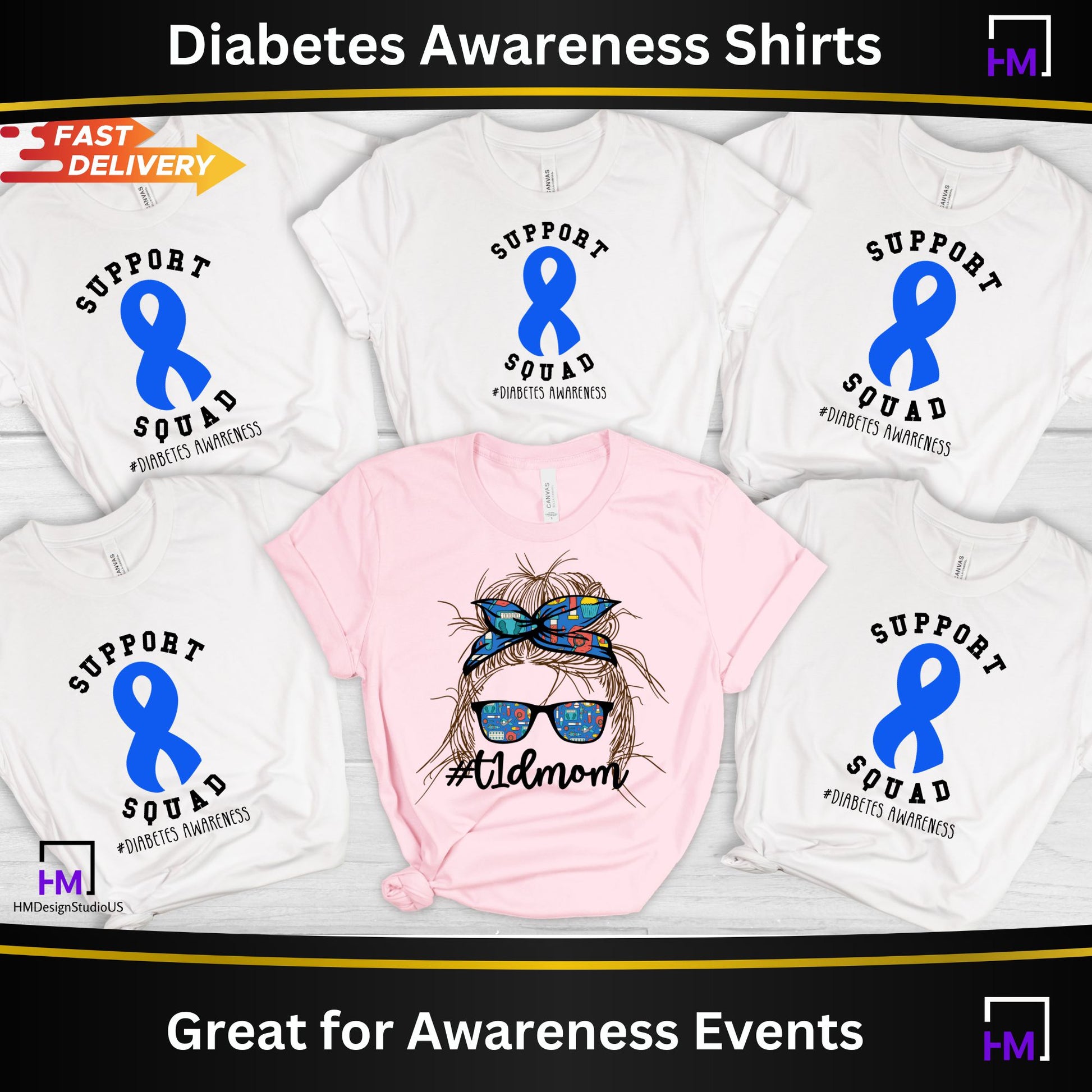 Type 1 Diabetes Mom Support Squad Shirt, Diabetes Awareness Family Shirts