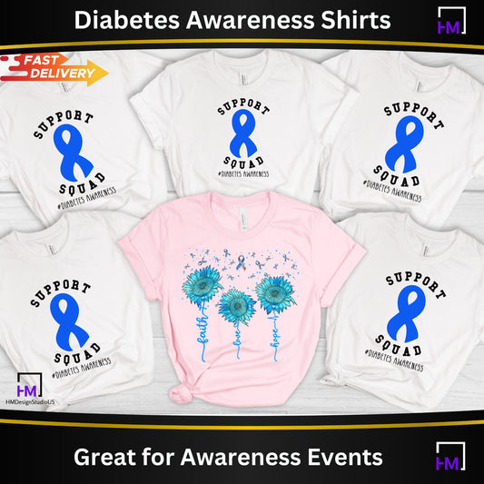 Faith Love Hope Diabetes Support Squad, Diabetes Awareness Family Shirts