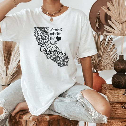 California is Where the Heart is T-Shirt - HMDesignStudioUS