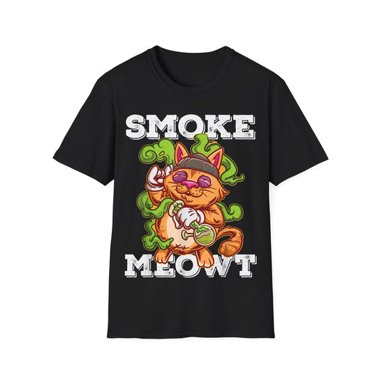 Cat Smoke Meow Unisex T-Shirt | Fun Pet Lover Gift, Graphic Tee, Stoner Apparel, Birthday Gift, Casual Wear - HMDesignStudioUS