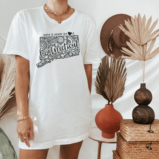 Connecticut is Where the Heart is T-Shirt - HMDesignStudioUS