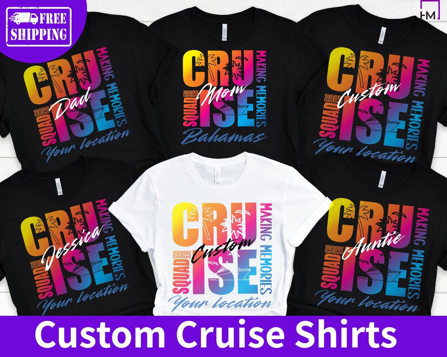 Custom Cruise Shirts 2025 – Personalized Family Vacation Tees with Name and Location - HMDesignStudioUS