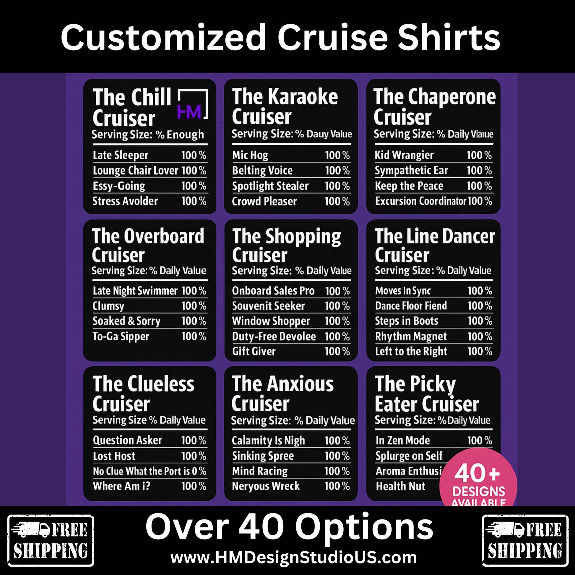 Funny Cruise Shirts | Custom Nutrition Label Tees - HMDesignStudioUS