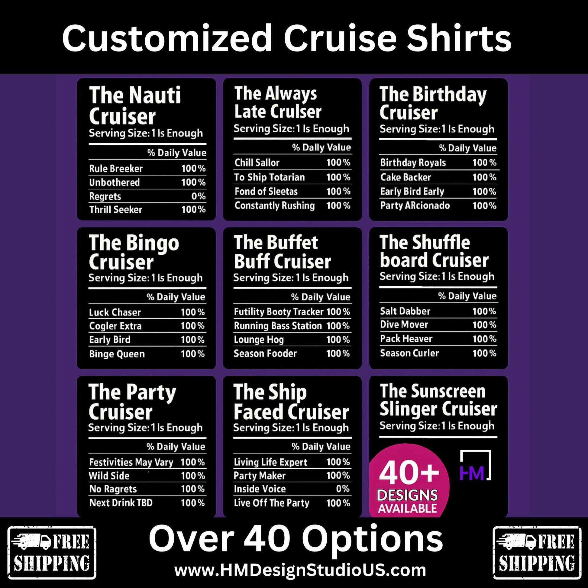 Funny Cruise Shirts | Custom Nutrition Label Tees - HMDesignStudioUS