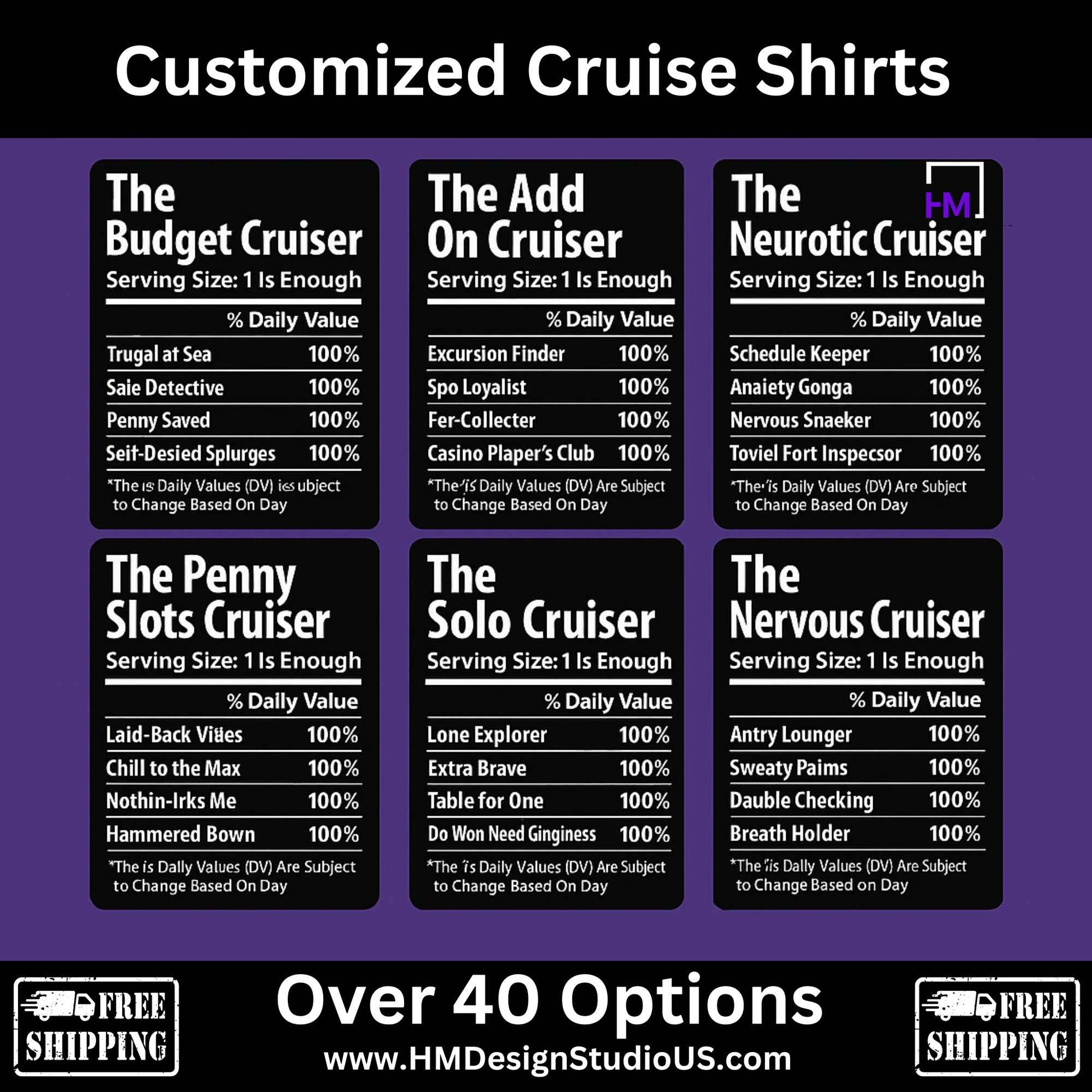 Funny Cruise Shirts | Custom Nutrition Label Tees - HMDesignStudioUS
