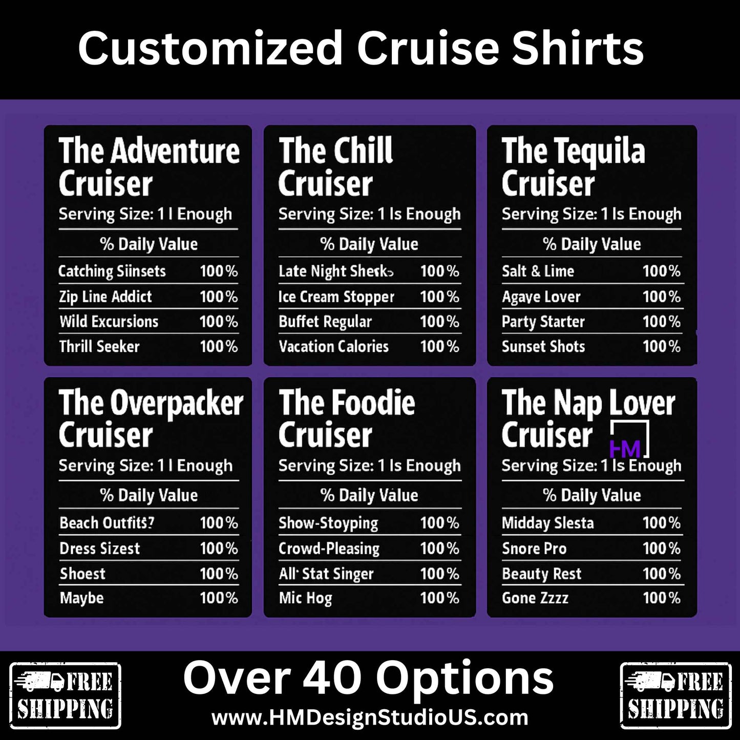 Funny Cruise Shirts | Custom Nutrition Label Tees - HMDesignStudioUS