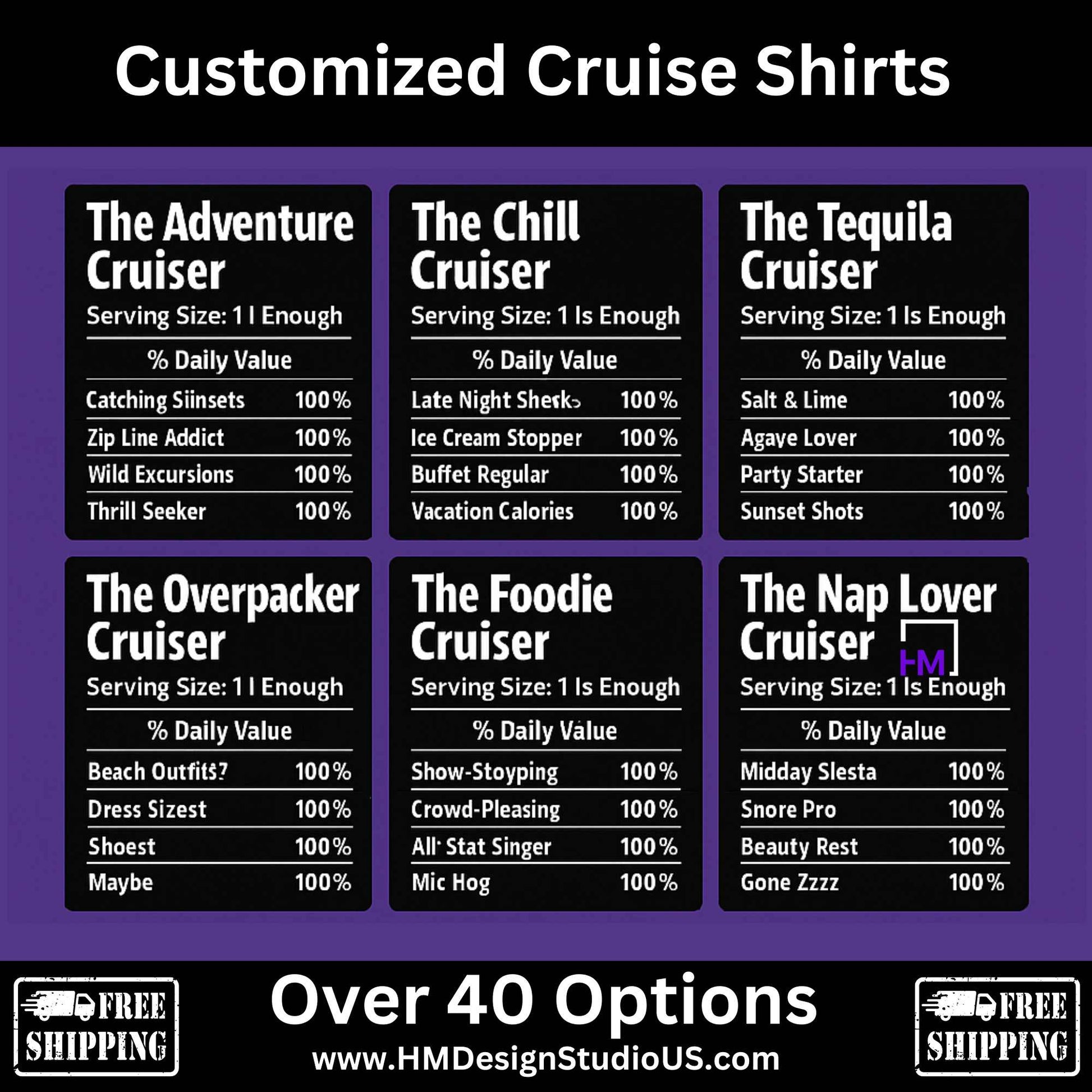 Funny Cruise Shirts | Custom Nutrition Label Tees - HMDesignStudioUS
