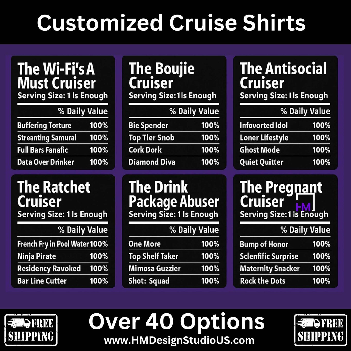 Funny Cruise Shirts | Custom Nutrition Label Tees - HMDesignStudioUS