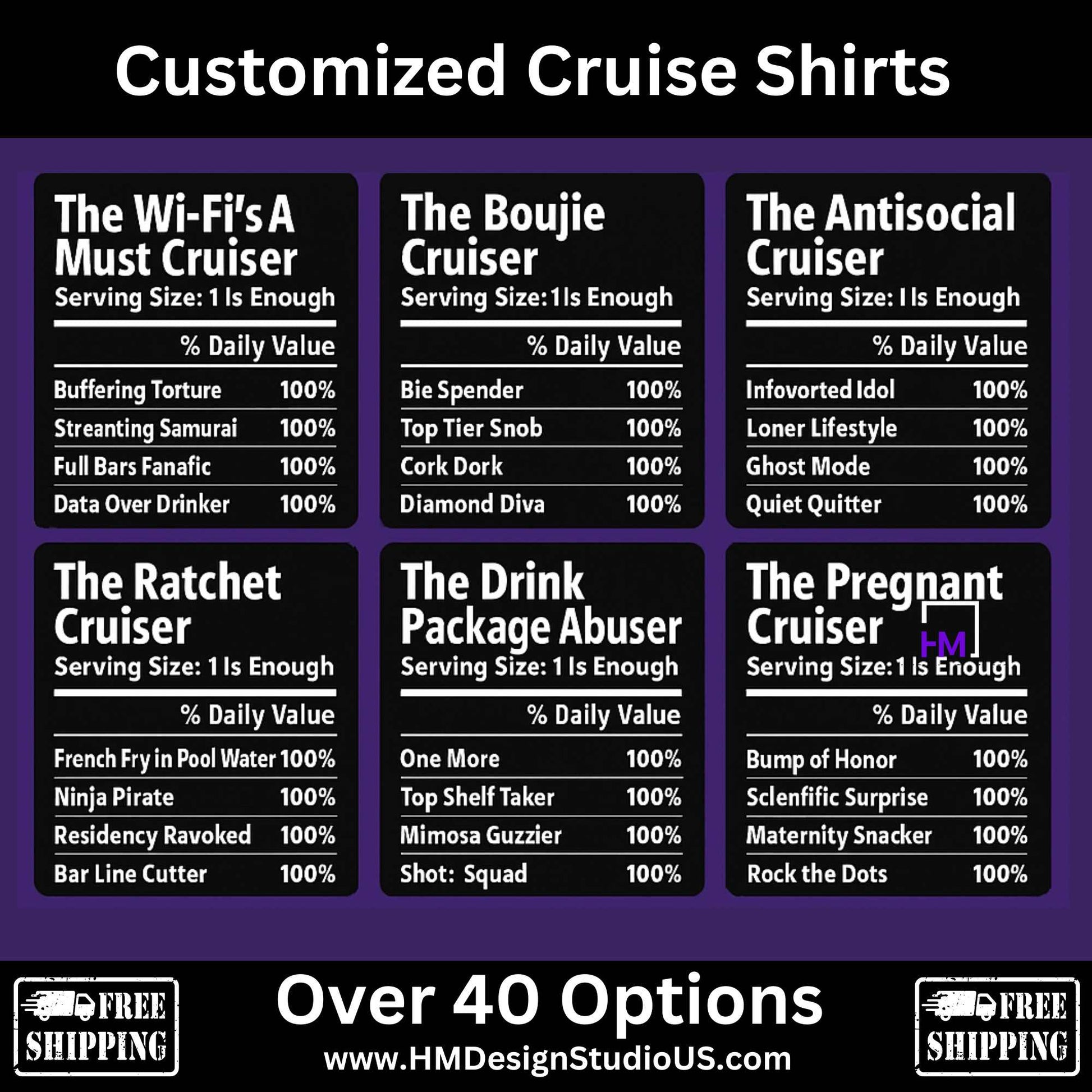 Funny Cruise Shirts | Custom Nutrition Label Tees - HMDesignStudioUS