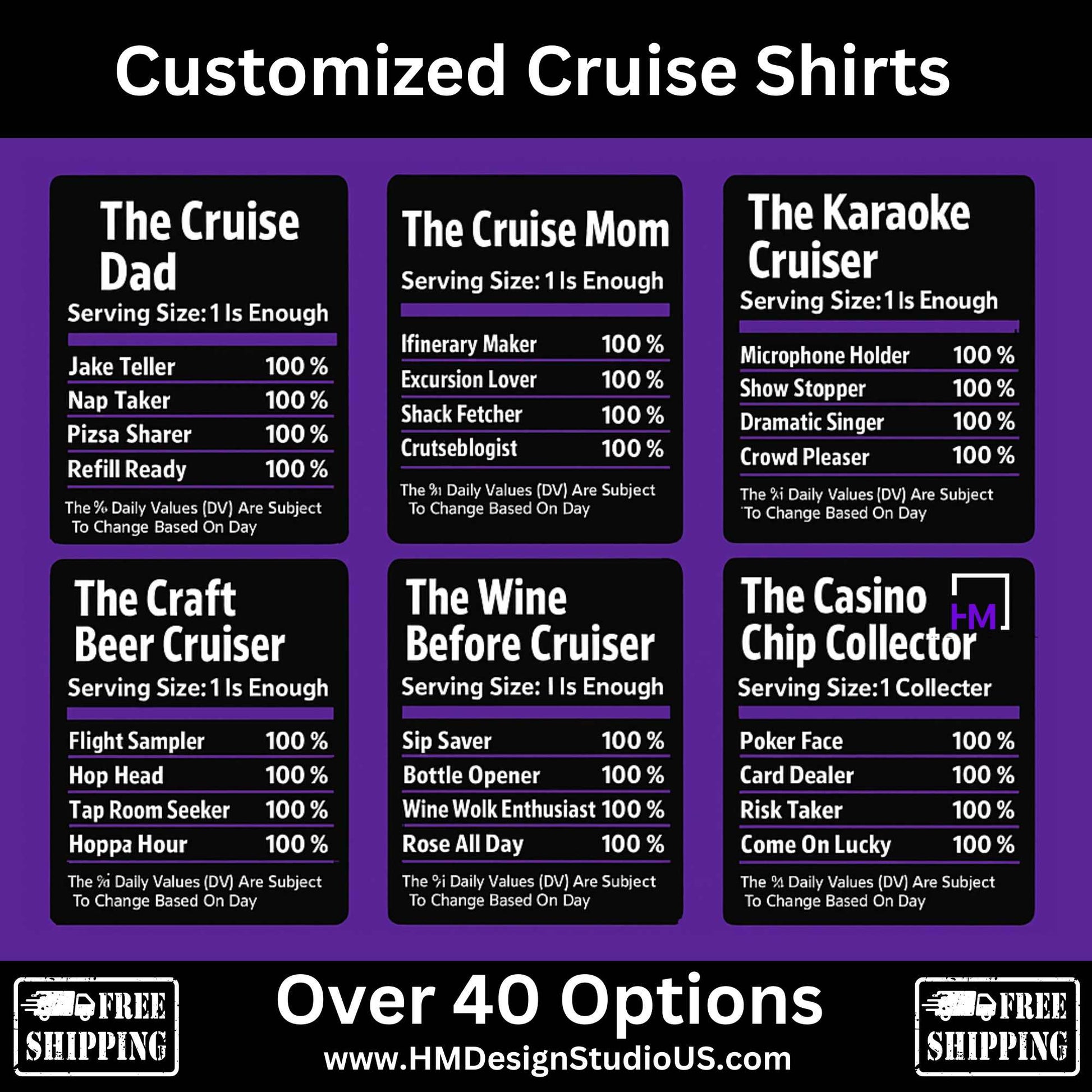 Funny Cruise Shirts | Custom Nutrition Label Tees - HMDesignStudioUS