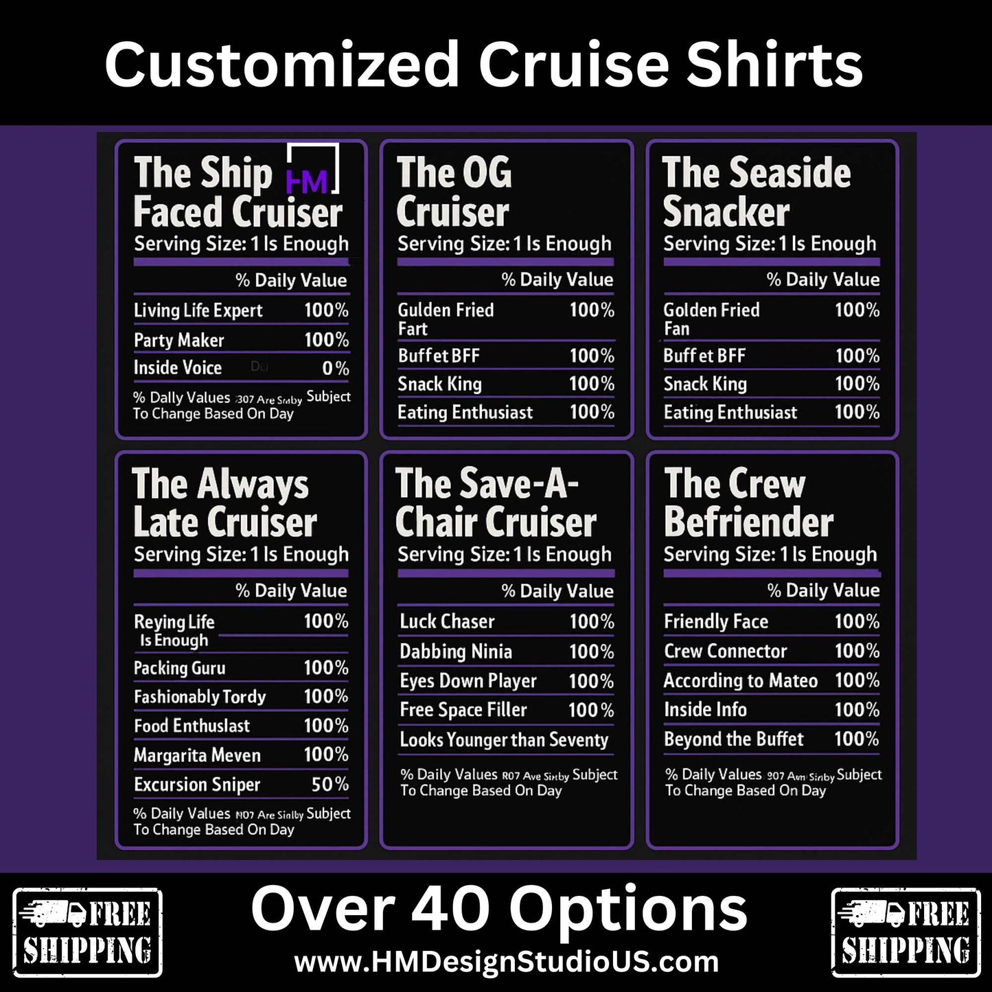 Funny Cruise Shirts | Custom Nutrition Label Tees - HMDesignStudioUS