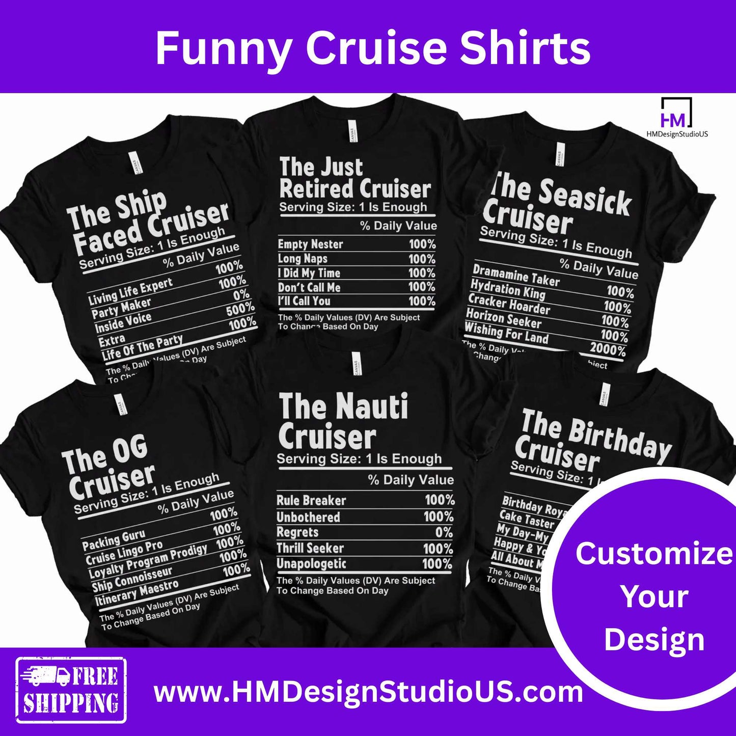 Funny Cruise Shirts | Custom Nutrition Label Tees - HMDesignStudioUS