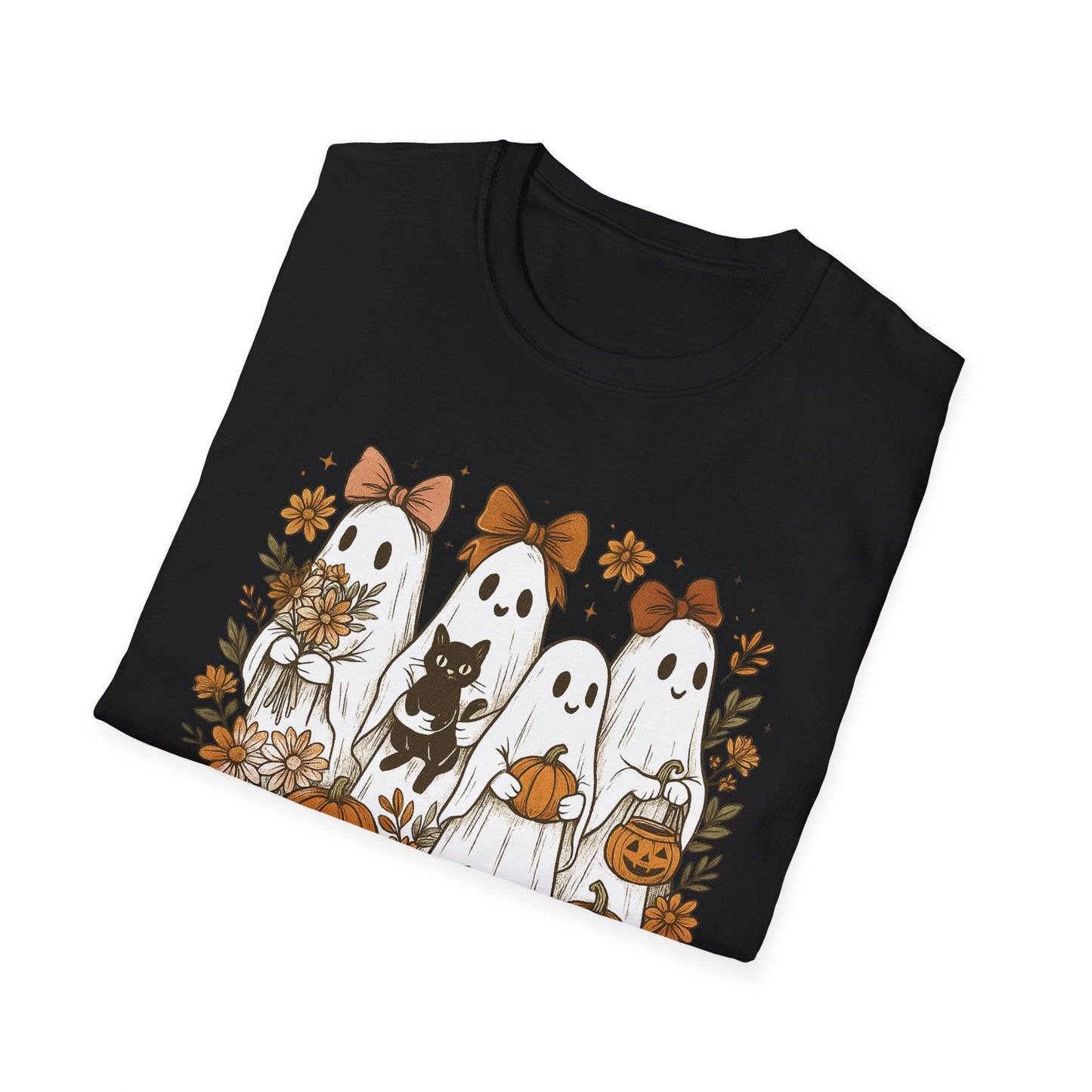 Halloween Squad Ghouls T-Shirt, Unisex Softstyle Tee for Fall Festivities, Cute Ghost Graphic Shirt, Autumn Gift, Spooky Season Apparel - HMDesignStudioUS