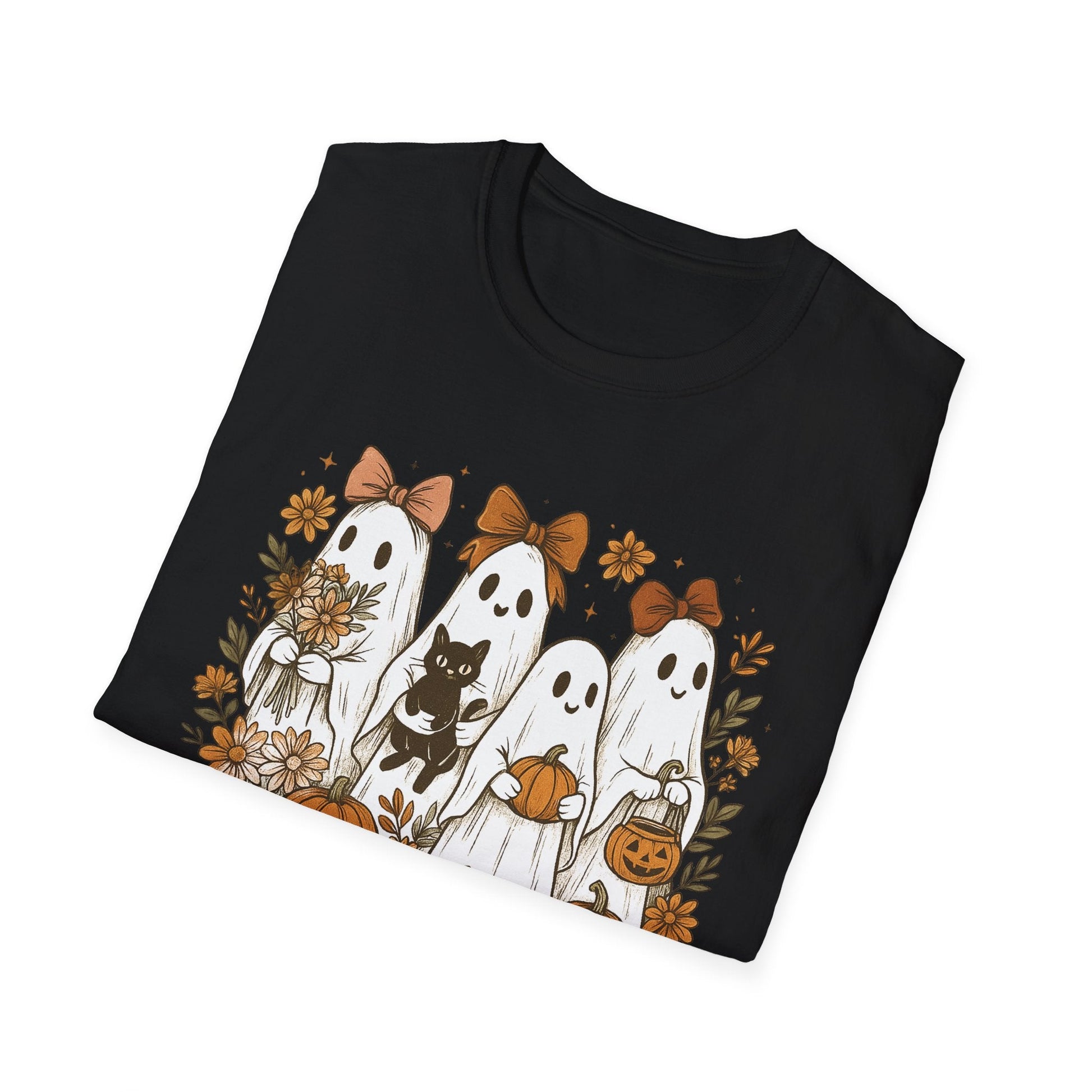 Halloween Squad Ghouls T-Shirt, Unisex Softstyle Tee for Fall Festivities, Cute Ghost Graphic Shirt, Autumn Gift, Spooky Season Apparel - HMDesignStudioUS
