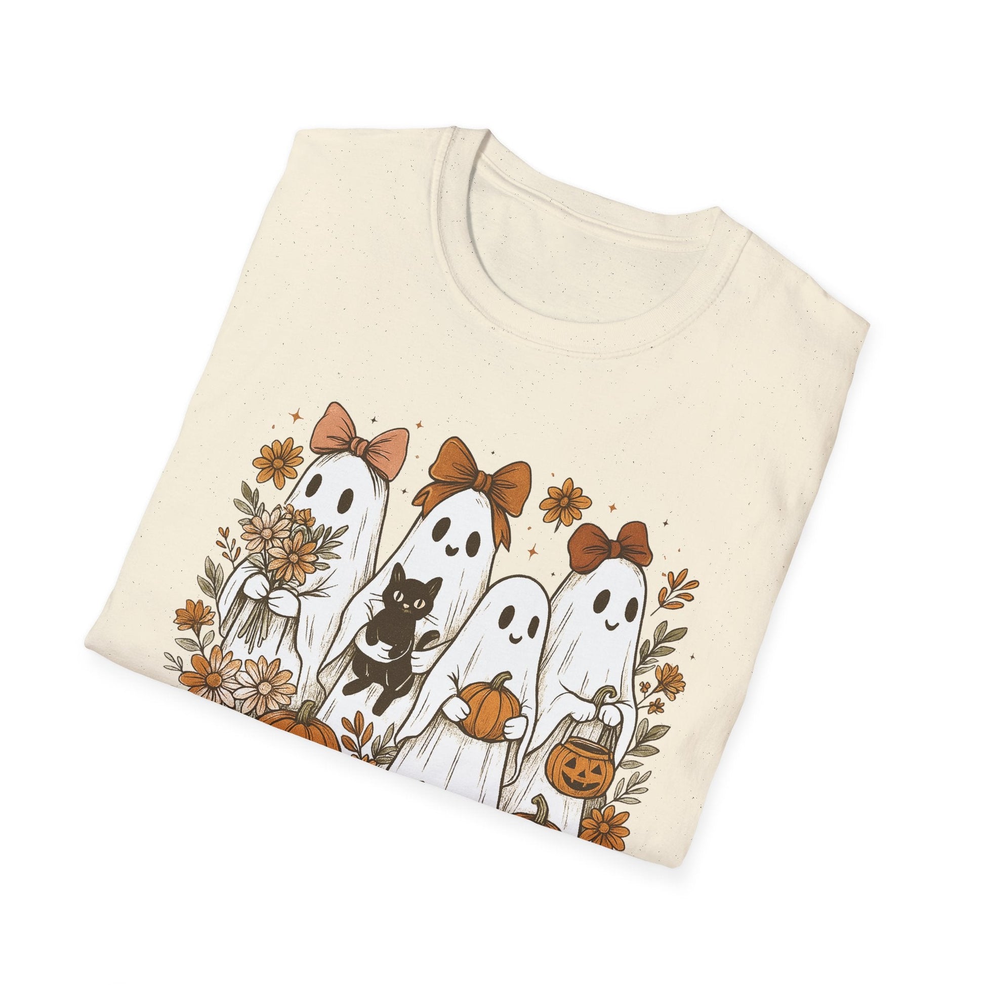 Halloween Squad Ghouls T-Shirt, Unisex Softstyle Tee for Fall Festivities, Cute Ghost Graphic Shirt, Autumn Gift, Spooky Season Apparel - HMDesignStudioUS