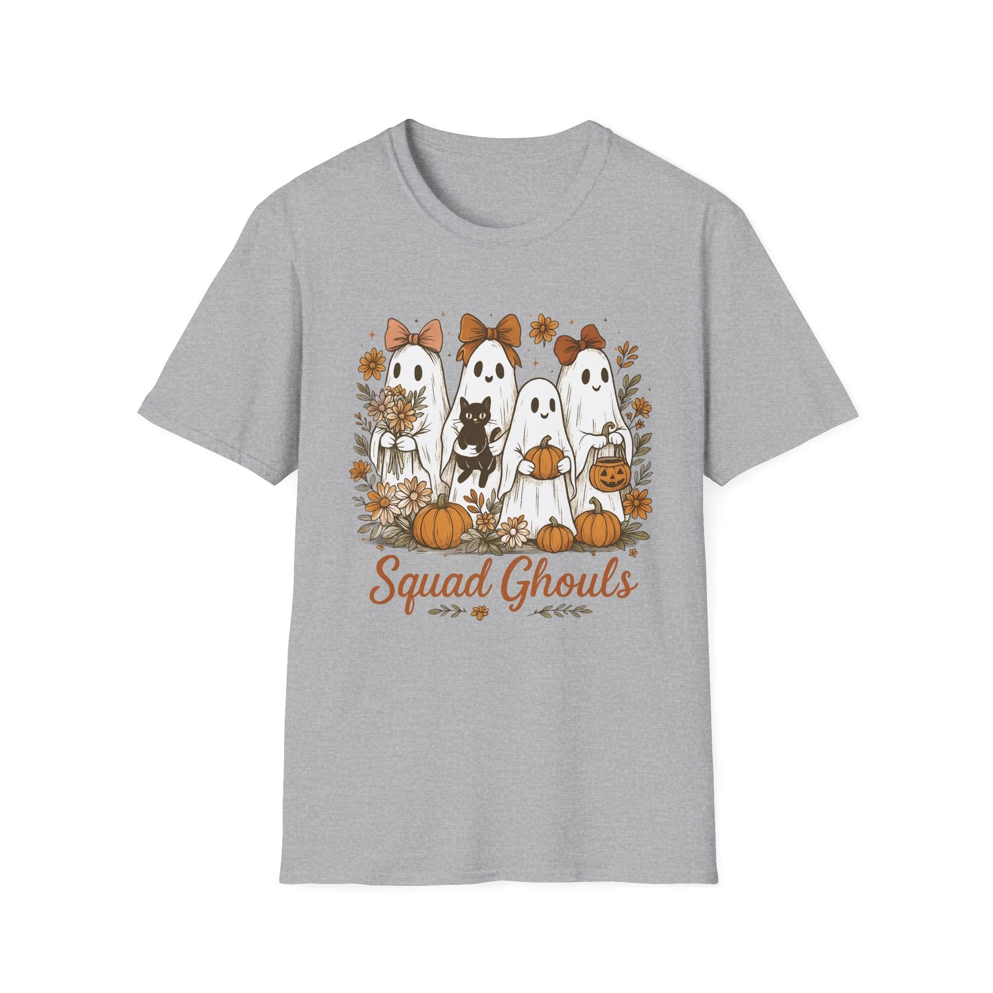 Halloween Squad Ghouls T-Shirt, Unisex Softstyle Tee for Fall Festivities, Cute Ghost Graphic Shirt, Autumn Gift, Spooky Season Apparel - HMDesignStudioUS