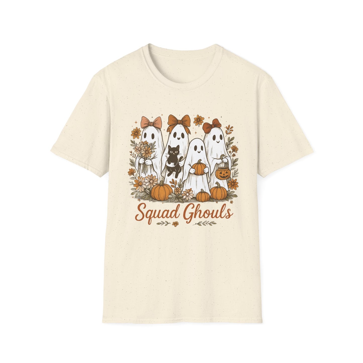 Halloween Squad Ghouls T-Shirt, Unisex Softstyle Tee for Fall Festivities, Cute Ghost Graphic Shirt, Autumn Gift, Spooky Season Apparel - HMDesignStudioUS