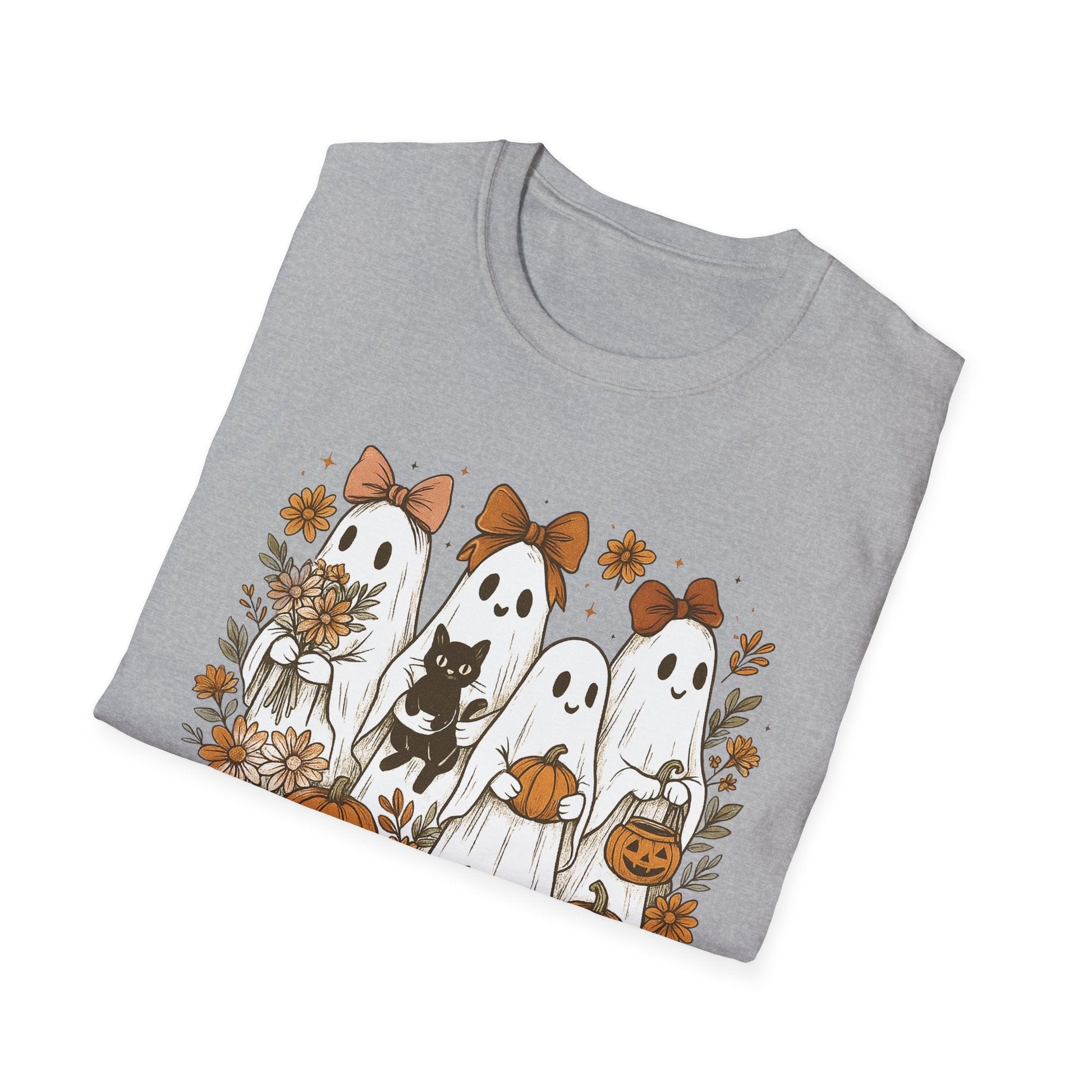 Halloween Squad Ghouls T-Shirt, Unisex Softstyle Tee for Fall Festivities, Cute Ghost Graphic Shirt, Autumn Gift, Spooky Season Apparel - HMDesignStudioUS