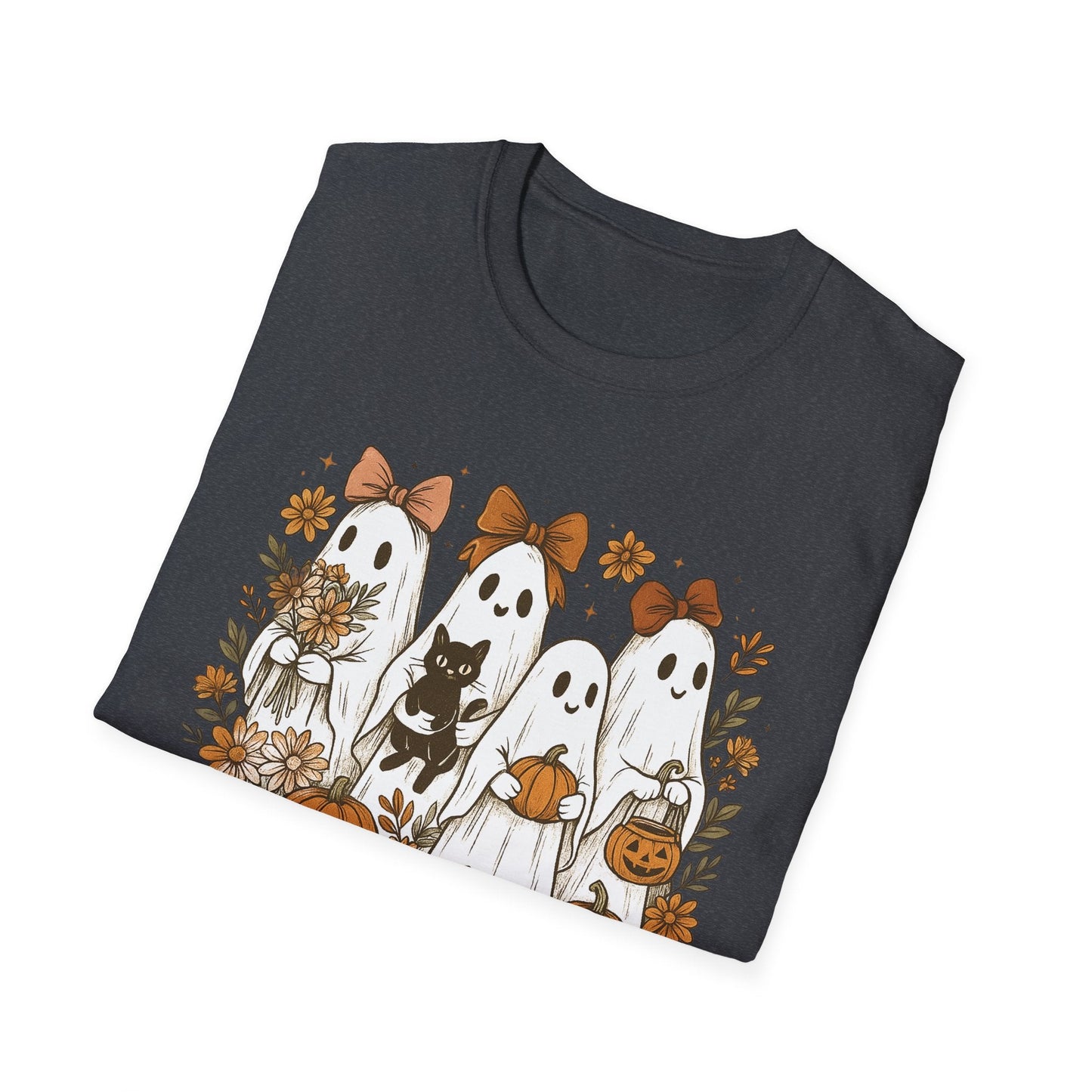 Halloween Squad Ghouls T-Shirt, Unisex Softstyle Tee for Fall Festivities, Cute Ghost Graphic Shirt, Autumn Gift, Spooky Season Apparel - HMDesignStudioUS
