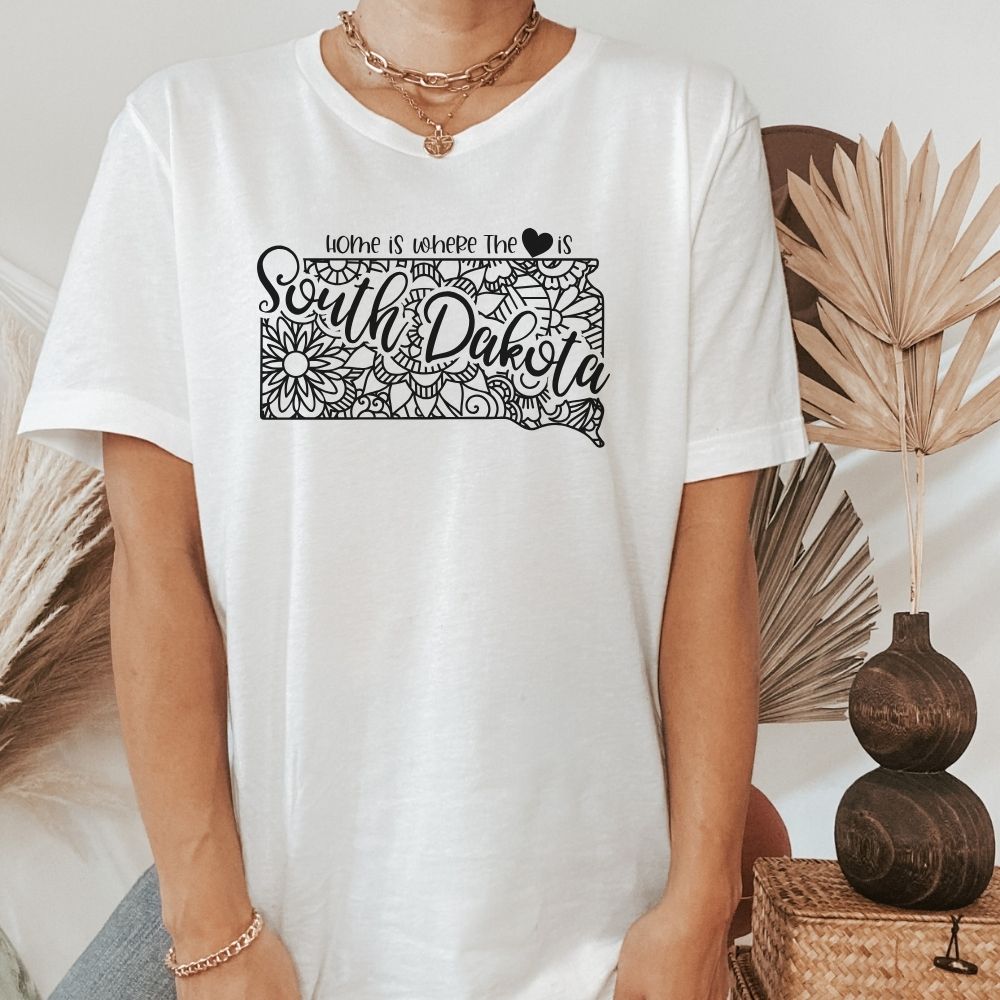 Home is Where the Heart is South Dakota T-Shirt - HMDesignStudioUS