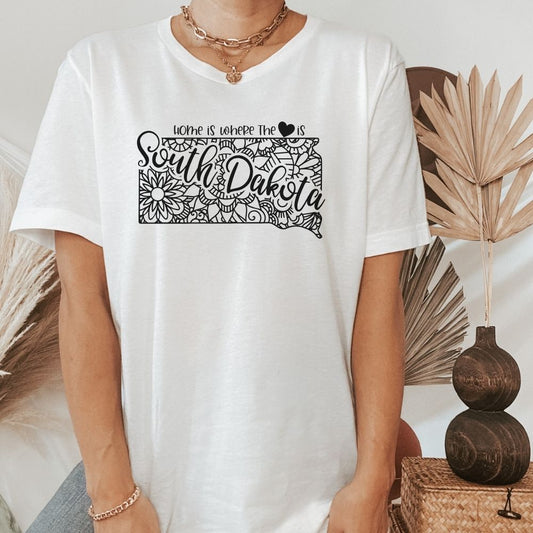 Home is Where the Heart is South Dakota T-Shirt - HMDesignStudioUS