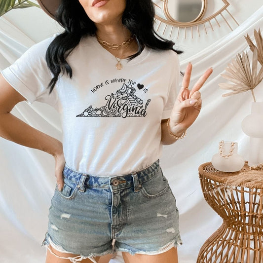 Home is Where the Heart is Virginia T-Shirt - HMDesignStudioUS