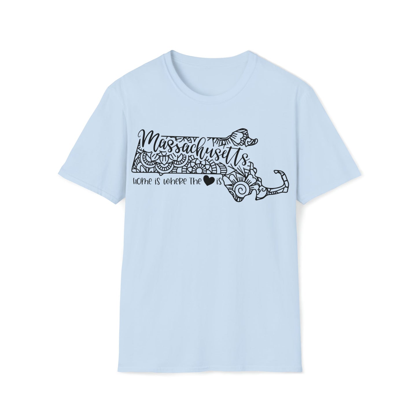 Massachusetts is Where the Heart is T-Shirt - HMDesignStudioUS