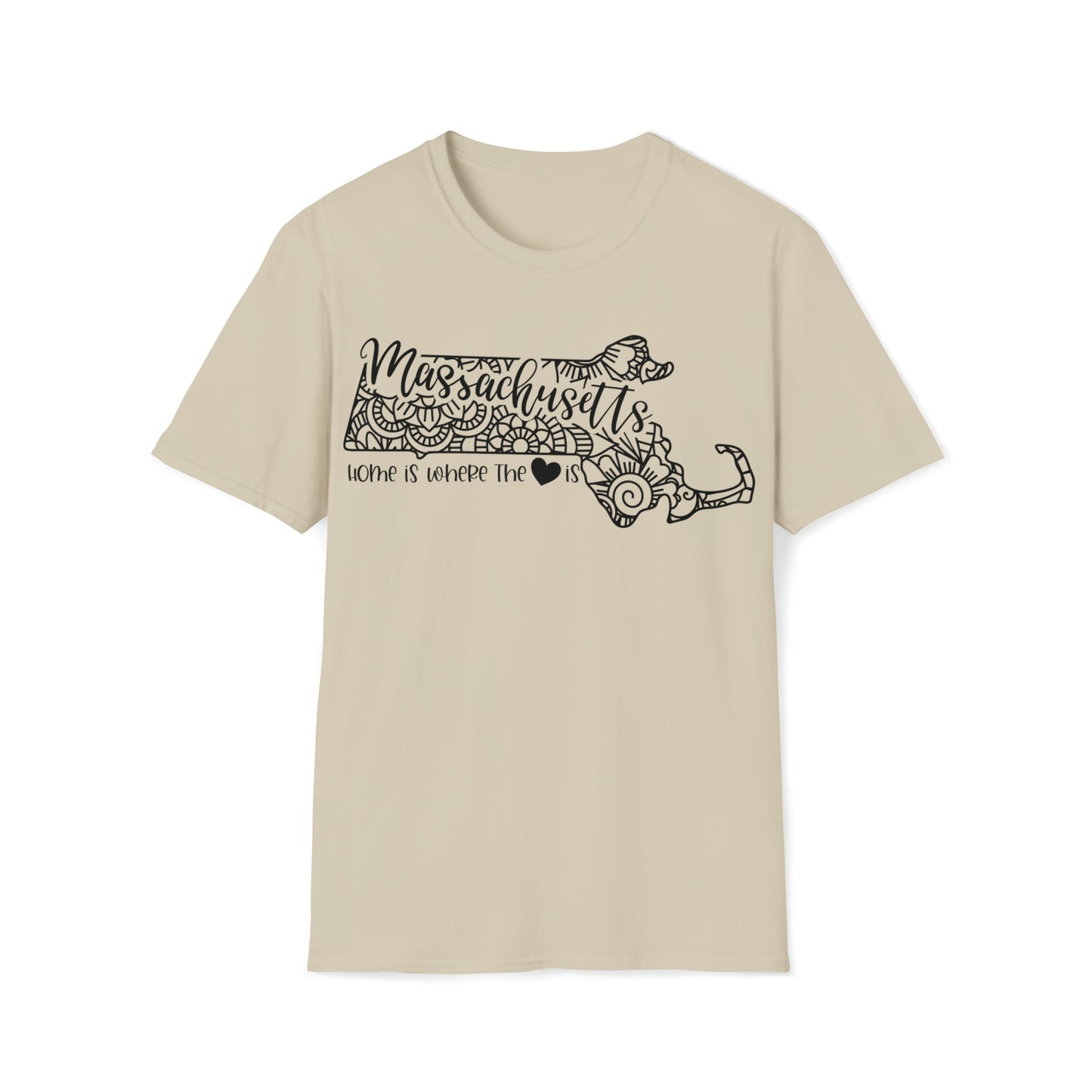 Massachusetts is Where the Heart is T-Shirt - HMDesignStudioUS