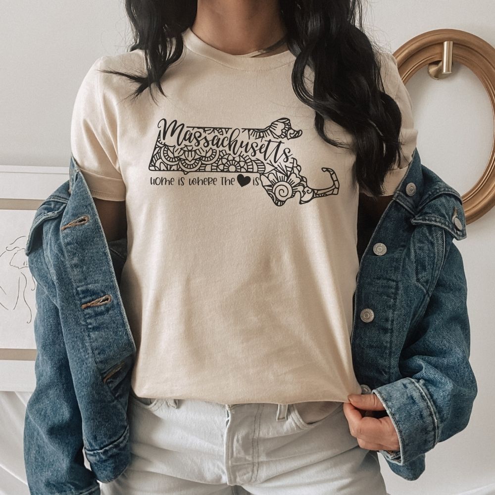 Massachusetts is Where the Heart is T-Shirt - HMDesignStudioUS