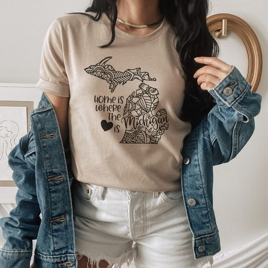 Michigan is Where the Heart is T-Shirt - HMDesignStudioUS