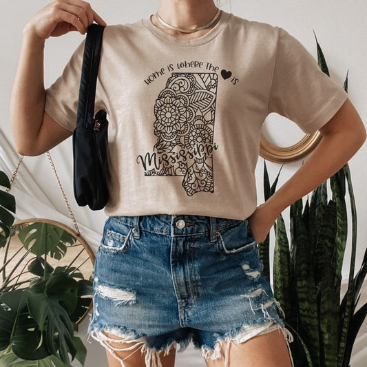 Mississippi is Where the Heart is T-Shirt - HMDesignStudioUS