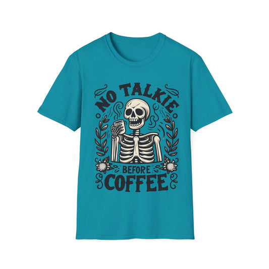 No Talkie Before Coffee Funny Skeleton T-Shirt - HMDesignStudioUS