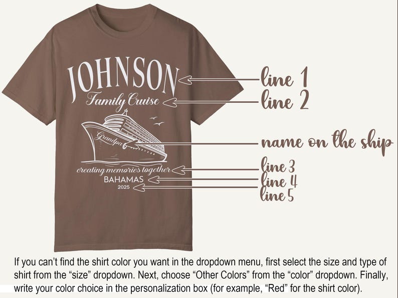 Personalized Comfort Colors Family Cruise Shirts – Custom Name, Role & Destination, Bahamas 2025 Cruise Tees - HMDesignStudioUS