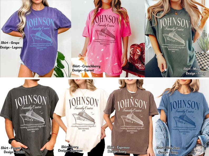 Personalized Comfort Colors Family Cruise Shirts – Custom Name, Role & Destination, Bahamas 2025 Cruise Tees - HMDesignStudioUS