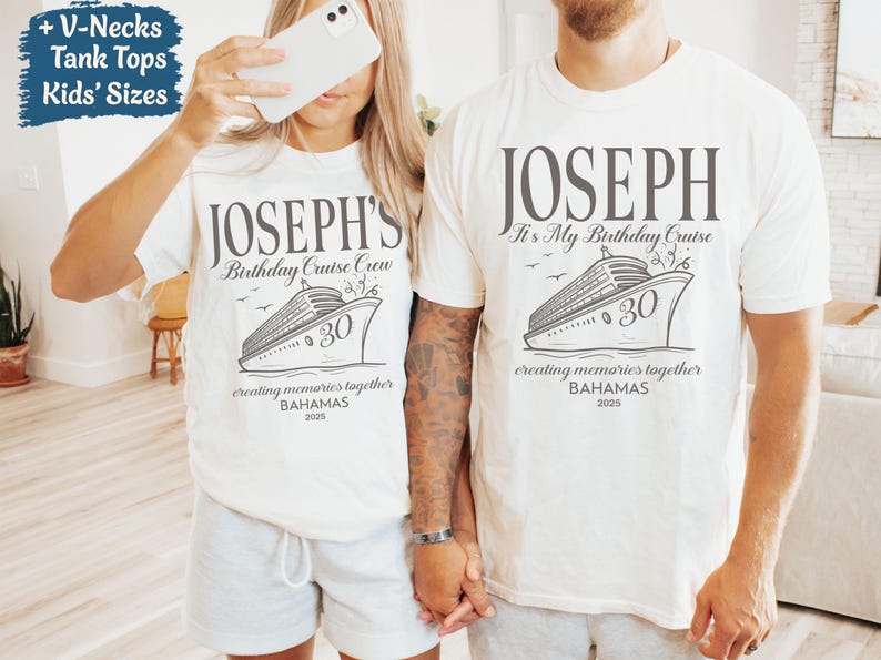 Personalized Comfort Colors Family Cruise Shirts – Custom Name, Role & Destination, Bahamas 2025 Cruise Tees - HMDesignStudioUS