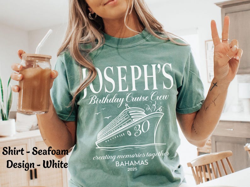Personalized Comfort Colors Family Cruise Shirts – Custom Name, Role & Destination, Bahamas 2025 Cruise Tees - HMDesignStudioUS