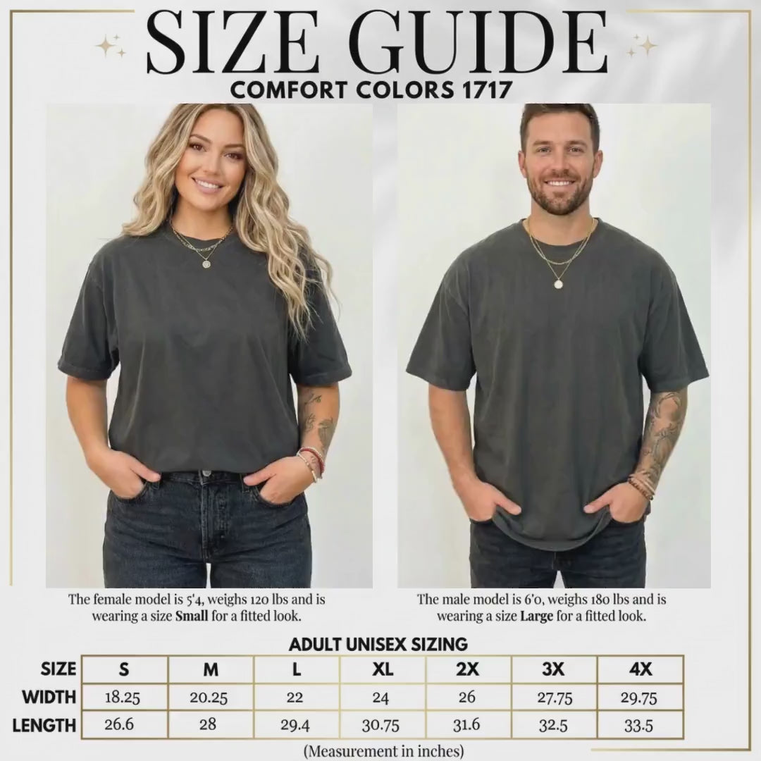 comfort colors 1717 size chart