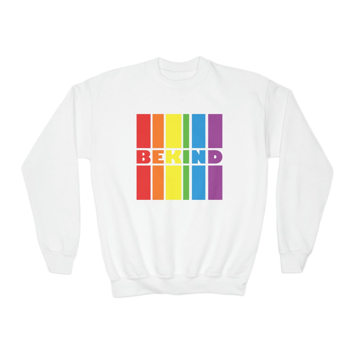 Radiant Rainbow: Be Kind Gay Pride Youth Sweatshirt - Spread Love & Support! - HMDesignStudioUS