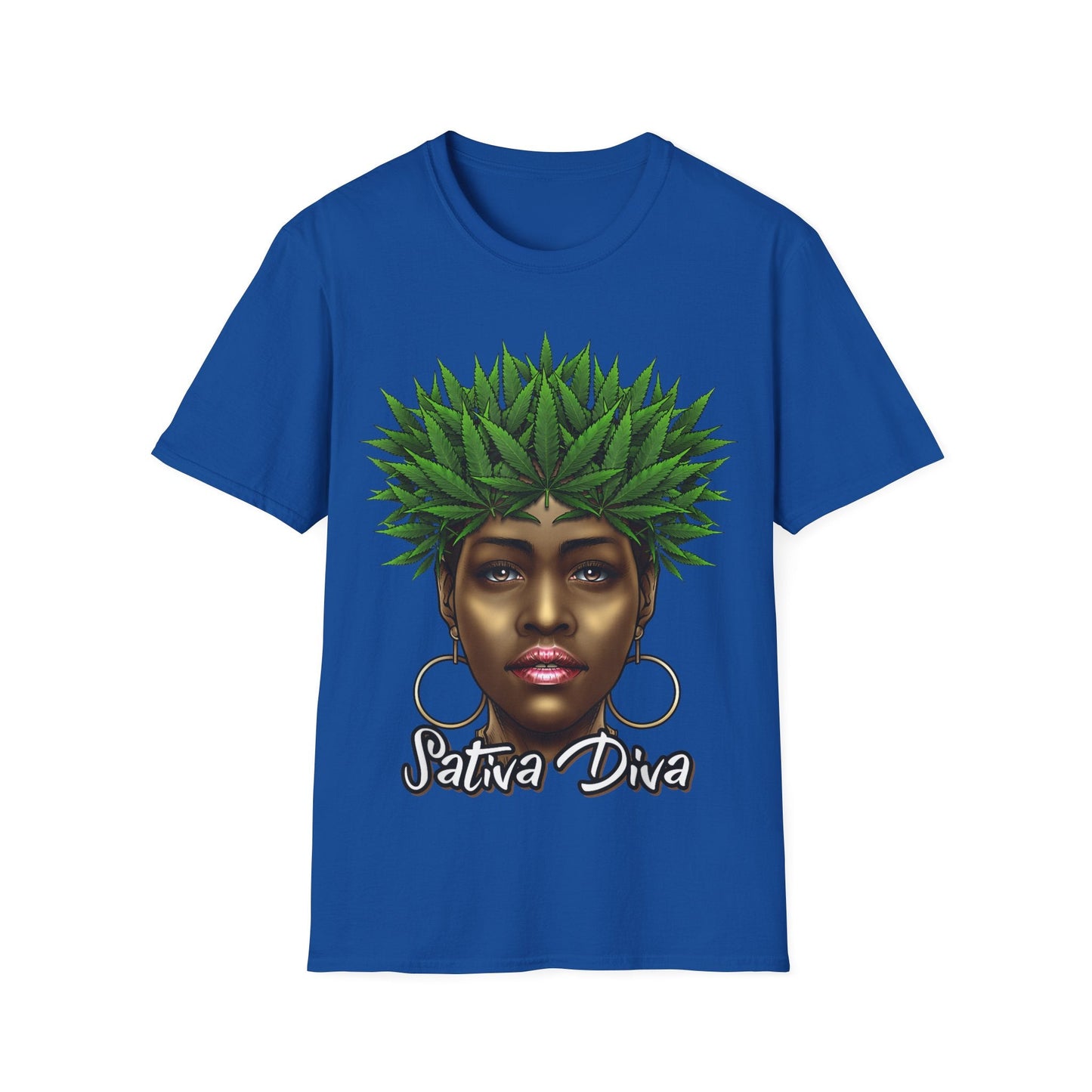 Sativa Diva 420 T-Shirt – Black Queen Weed Leaf Graphic Tee | Unisex Cannabis Shirt for Black Women & Stoners - HMDesignStudioUS