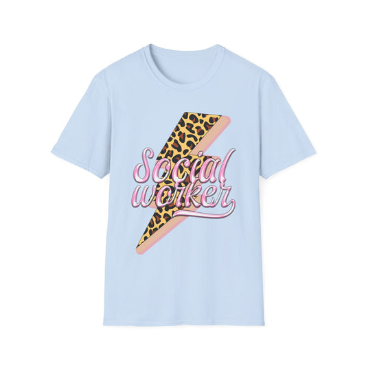 Social Worker Leopard Lightening Bolt Shirt - HMDesignStudioUS