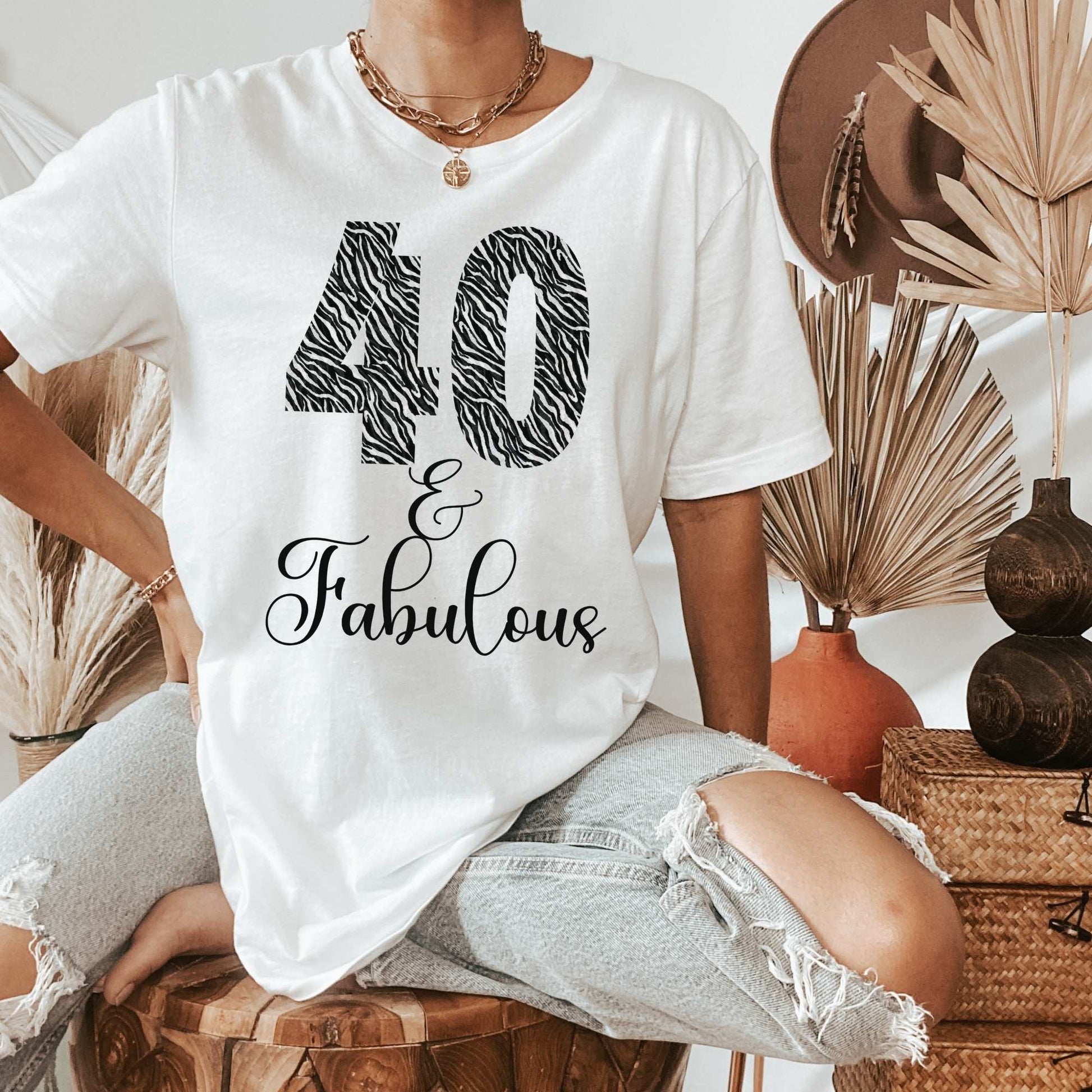 40 & Fabulous, Animal Print 40th Birthday Shirts