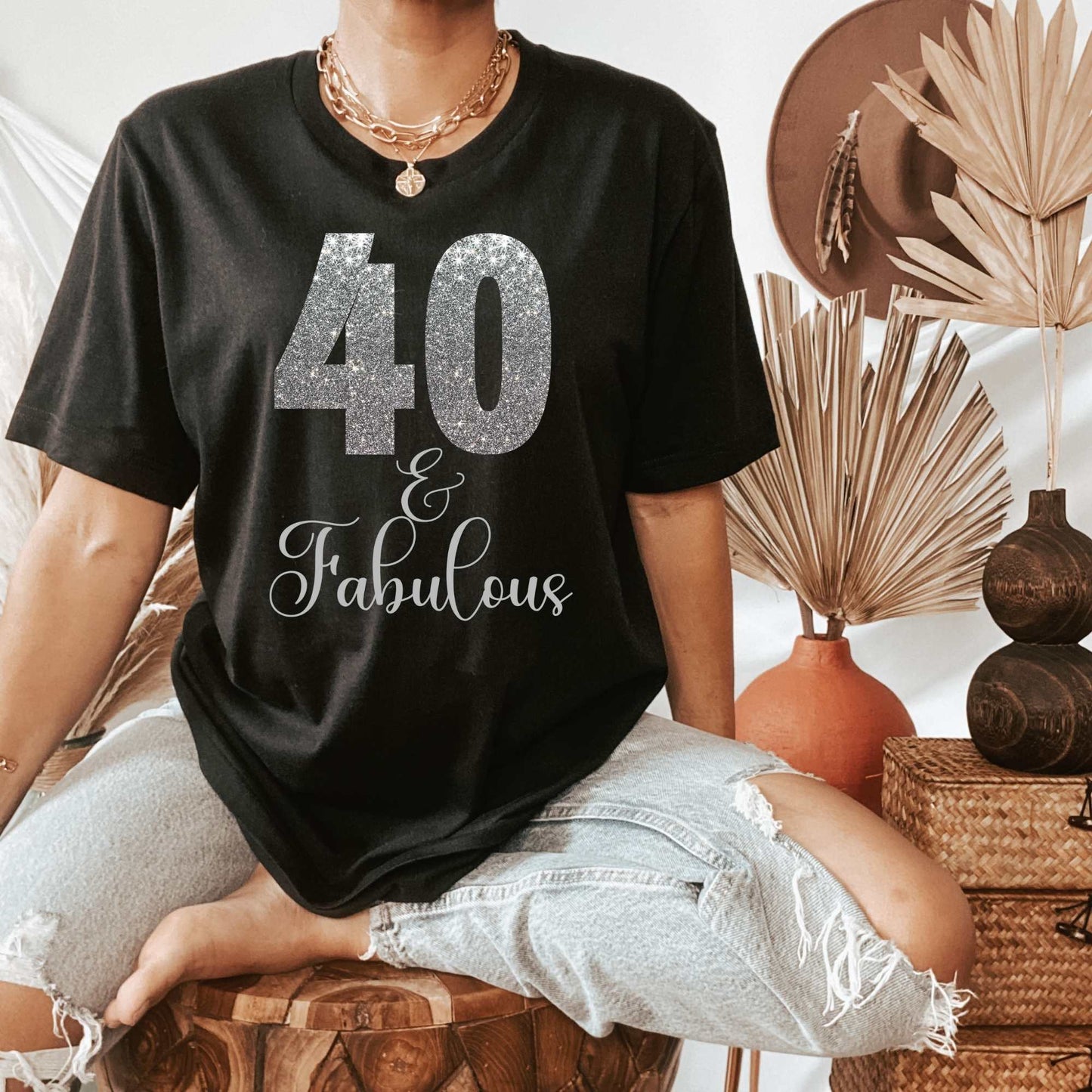 40 & Fabulous, Animal Print 40th Birthday Shirts for Women