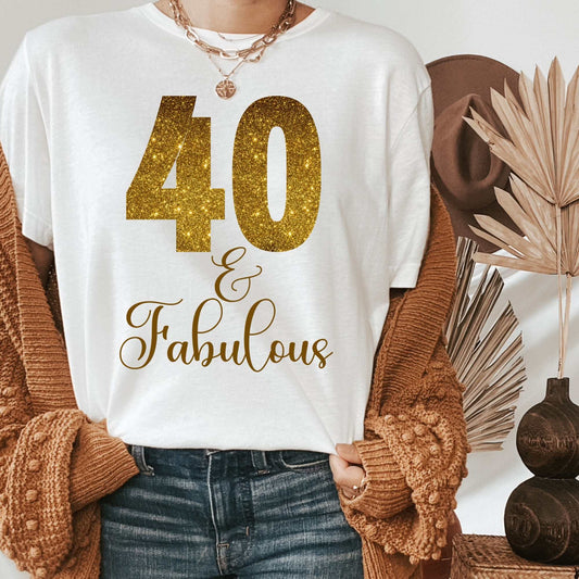 40 & Fabulous, Animal Print 40th Birthday Shirts for Women