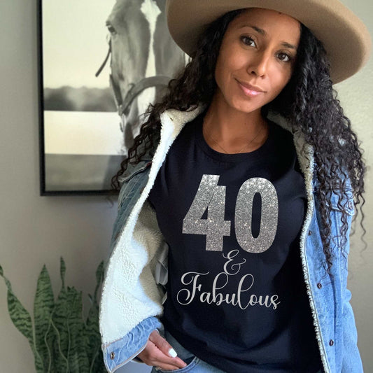 40 & Fabulous, Animal Print 40th Birthday Shirts for Women