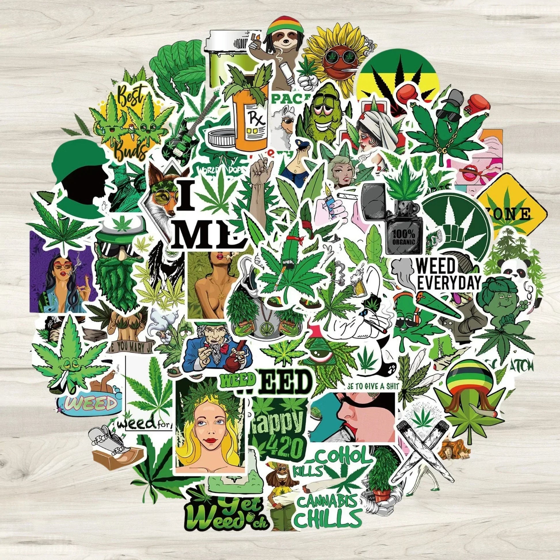 50 Stoner Stickers, Weed Stickers, Weed Art, Stoner Decor, Stashjar, Grinder, Rolling Tray, Stashbox, Laptop Stickers, Stoner Accessories HMDesignStudioUS