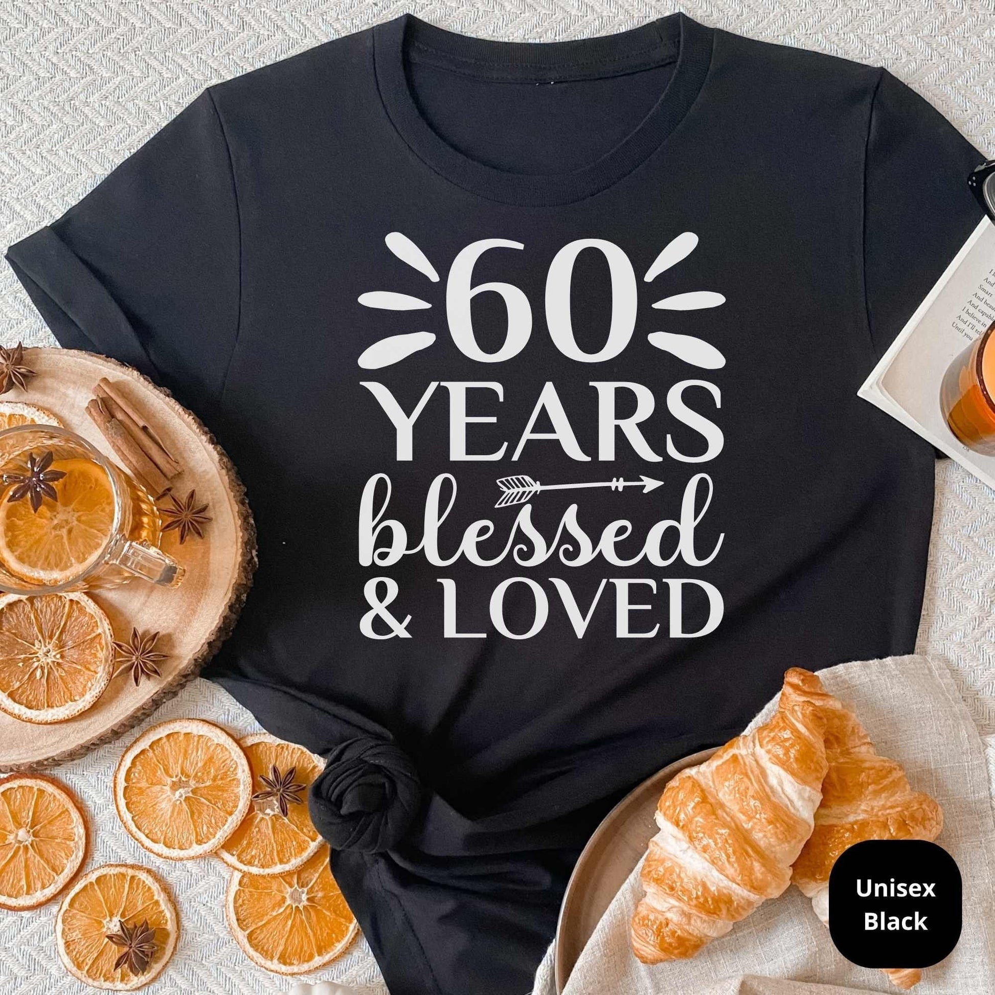 60th Birthday Shirt, 60 Birthday Gift, 60 Years Blessed for Grands, Parents, Aunt, Cousins Bday Party or Wedding Anniversary Celebration HMDesignStudioUS