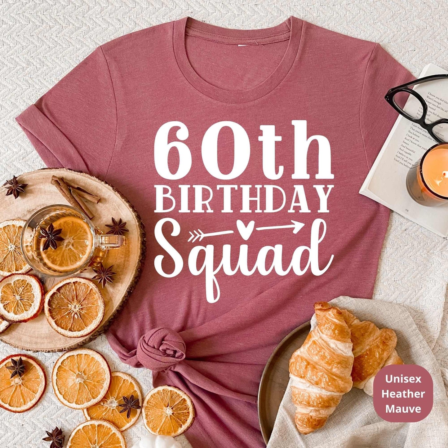 60th Birthday Squad Shirt, 60th Birthday Gift, Bday Crew T-Shirts, Family Matching Party Tees, Group Tshirts for Anniversary Celebration