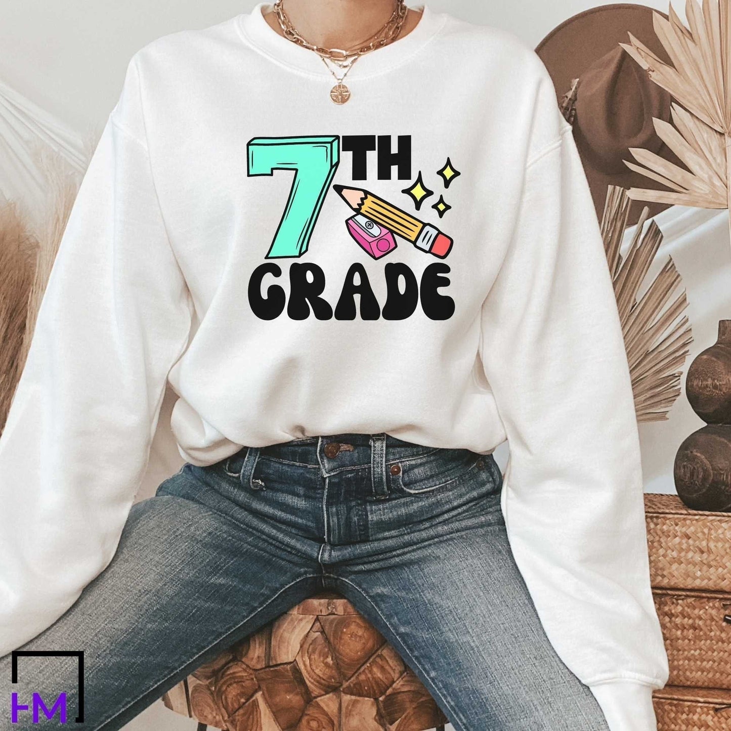 7th Grade Teacher Sweater | Great for New Middle School Team, Appreciation Gifts, 100th Day, Holiday Celebration, Christmas Presents Gift HMDesignStudioUS